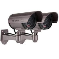 Kabalo 2 x Realistic Fake Dummy CCTV Security Camera Flashing Red LED Indoor Outdoor Silver
