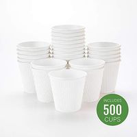 500-CT Disposable White 8-OZ Hot Beverage Cups with Ripple Wall Design: No Need for Sleeves - Perfect for Cafes - Eco-Friendly Recyclable Paper - Insulated - Wholesale Takeout Coffee Cup