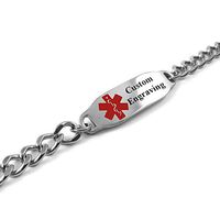 My Identity Doctor - Custom Engraved Medical Bracelet, 5mm 316L Steel for Kids and Adult - Small - Red - Wrist Size 6 Inch