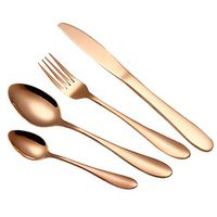 Egmy Sell 4PCS Set Stainless Steel Upscale Dinnerware Flatware Cutlery Fork Spoon Teaspoon (Rose Gold)
