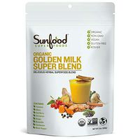 Sunfood Superfoods Golden Milk Super Blend - All Natural, Organic Ingredients | Ultra-Clean (No Chemicals, Artificial Flavor, Additives or Fillers) | Non-GMO, Gluten-Free, Vegan, Kosher | 6 oz Bag