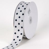 Silver with Black Dots Grosgrain Ribbon Polka Dot 1-1/2 inch 50 Yards
