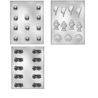3 Pack Assorted Firefighter Chocolate Molds,hat,truck,etc