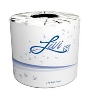 Solaris Paper 21545 Livi VPG Leaf Embossed Bath Tissue, 2 Ply, 4.45" x 3.98", 500 Sheets Per Roll, White (Pack of 80)