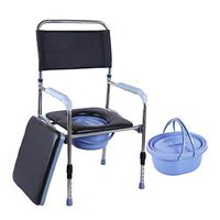 BINZHI Foldable Mobile Bedside Commode Chair, Adult Pregnant Woman Toilet, Armrest and Backrest, Toilet and Splashback Bedside Toilet (Color : Black)