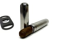 F.e.s.s. Cigar Travel Tube Humidor Airtight Stainless Steel with Bonus Cutter