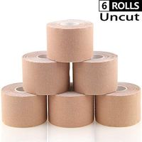 AUPCON Sports Kinesiology Tape Uncut Hypoallergenic Breathable Muscle Tape Therapy Recovery Support for Knee Shoulder Ankle Elbow Shin Neck Splints FDA Approved Latex Free (6 Rolls Beige)