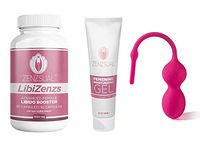 Zenzsual Intimate Kit: Vagiyoga Kegel Smart Trainer for Pelvic Floor + Libizenzs Libido Booster for Sexual Desire and Energy with Maca (90 Capsules 1500 mg) + Feminine Vegan Lubricant (120 ml 4 OZ)