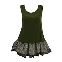 Xia&Han Women's Sleeveless Blouse Floral Shirts Ruffle Hem Tops Sleeveless Pullover Casual Tunic Army Green
