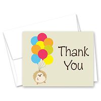 50 Little Creature Groundhog with Balloons Thank You Cards (Brown)