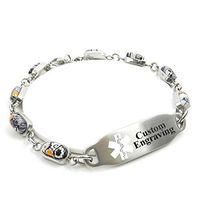 My Identity Doctor - Medical Alert Bracelet for Women with Engraving - 5mm Steel, Glass - White - Wrist Size 6.5 Inch