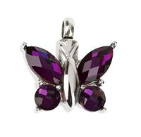Novelty Butterfly Rhinestone Cremation Urn Memorial Ashes Pendant Jewelry Woman Bright Stylish Lovely Jewerly Women Fashionable Comfortable Comfy Unique Style