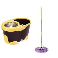 WXQ-XQ Mop and Bucket Cleaning Set Adjustable Hangable Household Multifunction Brown Head2