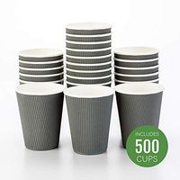 500-CT Disposable Gray 12-OZ Hot Beverage Cups with Ripple Wall Design: No Need for Sleeves - Perfect for Cafes - Eco-Friendly Recyclable Paper - Insulated - Wholesale Takeout Coffee Cup