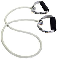 TheraBand Professional Latex Resistance Tubing with Handles for Physical Therapy, Lower Pilates, at-Home Workouts, and Rehab, Soft Handles, 50 Inch, Silver, Super Heavy, Advanced Level 2