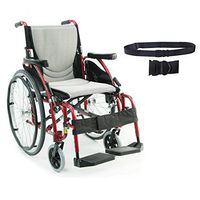 S-Ergo 125 Ergonomic Wheelchair | Seat Size 16" X 17" | Flip-Back Armrest | Swing Away Footrest | Frame Color Red & Free Black Wheelchair Seatbelt!