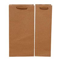 Vosarea 12pcs Kraft Paper Wine Bags Handles Gifts Retail Merchandise (Double-Vessle 17935)