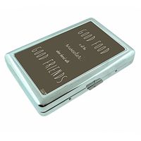 Good Food Friends Em1 Hip Silver Cigarette Case Id Holder Metal Wallet 4" X 2.75" RFID Protection