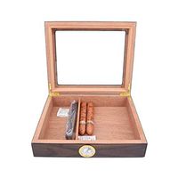 Smoking Set/Cigar Cedar Cigarette Case Men's Gift Box 30 Sticks with Hygrometer and Humidifier Glass Top Constant Temperature and Humidity Storage Portable Large Capacity Mute