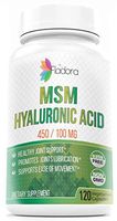 Hyaluronic Acid and MSM Nutritional Supplement, 450/100mg – Anti-Inflammatory Supports Joint Health and Collagen Production for Healthy Skin, 120 Vegetarian Capsules by Fladora, Non-GMO