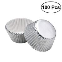 ULTNICE Cupcake Liners Cupcake Holders Mini Cake Muffin Molds Baking Cups 100pcs (Silver)