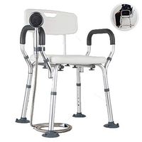 WYQWANLJX Old Man Shower Chair, Non-Slip Aluminum Shower Chair, with Backrest, with Armrests, 6-Speed Height Adjustable, Load-Bearing 175KG