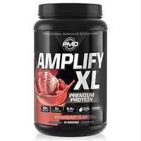 PMD Sports Amplify XL Premium Whey Protein Supplement Hydro Greens Blend - Glutamine and Whey Protein Matrix with Superfood for Muscle, Strength and Recovery - Strawberry Slam (24 Servings)