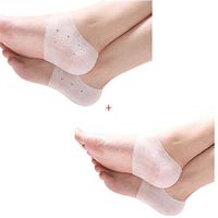 2 Pairs Silicone Gel Heel Foot Protector,Plantar Fasciitis Foot Arch Support Ankle Pain Relief Socks (2 Pairs(White Hole+White Without Holes), One Size)