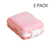 2 Pack, 7-Day Travel Pill Organizer, Weekly Pill Box, Foldable 3 Layers, Outdoor Portable Portable Mini Medicine Box Storage Box, Size 10 * 6 * 3 cm,Pink