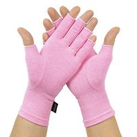 Vive Pink Arthritis Hand Compression Gloves - Comfortable Fit for Men and Women - Open Finger for Rheumatoid, Osteoarthritis and Computer Typing Pain - Carpal Tunnel Support - Moisture Wicking Fabric