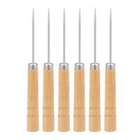 uxcell Durable Leather Craft Stitching Hole Maker Awl Tool Gourd Wood Handled 6pcs