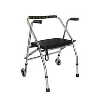 XIHAA Portable Walker Aid For The Disabled Elderly Adjustable Foldable Non-Slip Foot Pad Walking Rehabilitation Equipment Bathroom Bath Chair(Dual Wheeled)