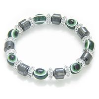 Evil Eye and Protection Magnetic Green Eyes Simulated Hemalyke-Hematite Bracelet