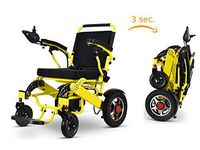 2020 Fold and Travel Lightweight Electric Wheelchair, Power Wheelchair, Scooter Wheelchair, Mobility Aid (Yellow, Large 19" Seat)