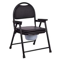 IhDFR Simple Black Easy to Fold Commode Chair, Reinforced Anti Slip Easy to Clean and Use, Household Multifunctional Portable Toilet Chair