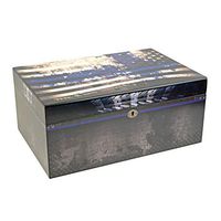 Humidor Supreme Blue Line PD, Cigar Humidor Honoring The Police Force, Spanish Cedar Tray, 3 Dividers, Holds up to 100 Cigars, by Quality Importers