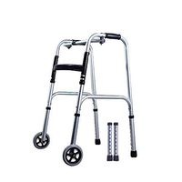Sharon Aluminum Alloy one-Button Folding Portable Elderly Walker, Adjustable 8 Files, 2 Wheels, Silver