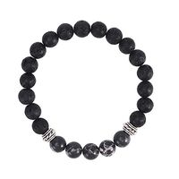 Healifty Agate Bracelets Agate Bracelets Fashion Volcanic Stone Colorful Delicate Bracelets Applicable Gifts Important Occasion Remove Bad Luck(Black)