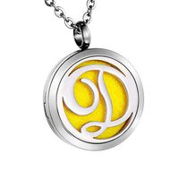 JH Jewelry 26 Letter A to Z Monogram Essential Prume Oil Diffuser Necklace Aromatherapy Locket Pendant with 12 Refill Pads