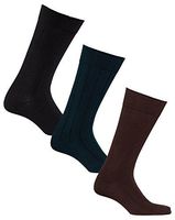Black/Navy/Brown Diabetic Socks for Men by Sugar Free Sox Mens Diabetic Socks Mid-Calf Ribbed Assorted 3 Pack | Seamless Toe | Non-Binding Top | Sock Size 10-13