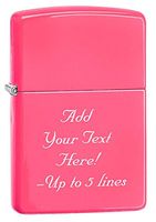 Zippo Neon Pink Finish Custom Personalize Message Engraving Windproof Lighter