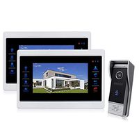 Jeatone 7 Inch LCD Video Door Phone Recording HD 1200TVL 1 IR Night Vision Doorbell Camera and 2 Indoor Monitor Intercom Door bell