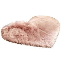 TbpersicwT Home bedroom carpet door mat, Fluffy Love Heart Shape Plush Rug Anti-Slip Carpet Door Mat Home Bedside Decor - Light Pink 4050