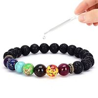 7 Chakra Lava Stone Diffuser Bracelet - meditation, grounding, healing, genuine stones, natural, essential oils, self confidence, holistic, aromatherapy (Elastic Bracelet with Dripper)