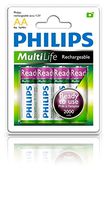Philips MultiLife Ready-to-Use NiMH Rechargeable AA Battery 2000mAh 4PK