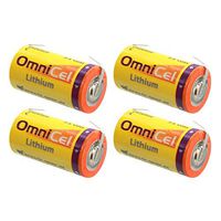 4x OmniCel ER26500 3.6V 8.5Ah Size C Lithium Battery w/ Tabs For Tracking Devices for Dogs, Carbon Monoxide Detectors, Intrusion Sensors, Earthquake tester, Numerical Control Tool, Taximeter