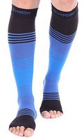 Doc Miller Premium Calf Compression Sleeve Dress Series 1 Pair 20-30mmHg Strong Calf Support Cute Toeless Socks Running Recovery Varicose Veins XL 2XL 3XL (Open Toe BlackBlueBlue, XX-Large)