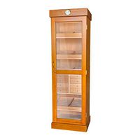 Premium Quality Tower Humidor, Large Capacity Humidor Cabinet Holds Up to 3000 Cigars, Tempered Beveled Glass Door, 3 Adjustable Shelves, 8 Drawers, 2 Interior A/C Outlets (Oak)