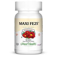 Maxi Health FE 25 - Gentle Iron - Ferrous Fumarate Supplement - 100 Tablets - Kosher (Pack of 2)