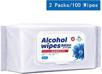 Alcohol Detergent Wipes (2 Packs,100 Wipes),Portable Wet Wipes,75% Soft Household Alcohol Wipes for All-Purpose Cleaning